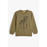Bluza de trening cu decolteu la baza gatului si dinozaur