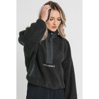 Bluza de trening din blana shearling sintetica cu maneci cazute