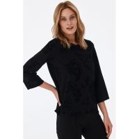 Bluza cu decolteu rotund si imprimeu paisley