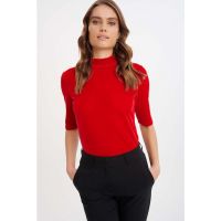 Bluza cu aspect de catifea si maneci scurte