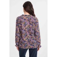 Bluza cu model floral si prindere cu snururi