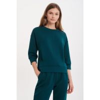 Bluza de trening cu decolteu la baza gatului si maneci 3/4