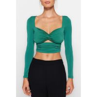 Bluza crop cu decolteu sweetheart