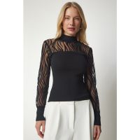 Bluza cu segmente si maneci transparente