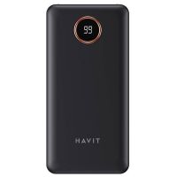 Baterie externa Havit PB74, 10000 mAh, 3 cabluri incluse ( Type-C/ Lightning/ Micro-USB), Display procentaj baterie, Negru