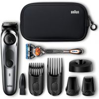 Aparat de tuns barba Braun BT7940TS, Acumulator, 39 de setari de lungime intre 0,5-20 mm, 100 minute autonomie, aparat de ras Gillette Fusion5 ProGlide gratuit, Negru