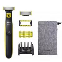 Aparat de tuns si ras Philips OneBlade Face&Body QP2821/20, pieptene reglabil 5 in 1, autonomie 45 min, Negru/Verde