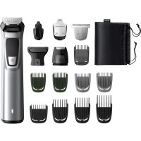 Aparat de tuns barba si parul 16 in 1 Philips Multigroom MG7736/15, lame metalice cu auto-ascutire, 9 piepteni,Negru / Argintiu