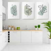 Set 3 tablouri Boho minimalism frunze flori - Dimensiune multicanvas: 3 tablouri 30x45 cm