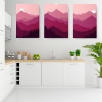 Set 3 tablouri Boho minimalism peisaj munte - Dimensiune multicanvas: 3 tablouri 30x45 cm
