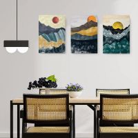 Set 3 tablouri Boho minimalism peisaj munti - Dimensiune multicanvas: 3 tablouri 30x45 cm