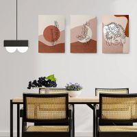Set 3 tablouri Boho minimalism plante femeie flori - Dimensiune multicanvas: 3 tablouri 80x120 cm