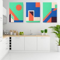 Set 3 tablouri arhitectura moderna minimalista detaliu - Dimensiune multicanvas: 3 tablouri 80x120 cm