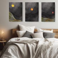 Set 3 tablouri Boho minimalism peisaj abstract - Dimensiune multicanvas: 3 tablouri 80x120 cm