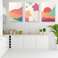 Set 3 tablouri Boho minimalism peisaj stilizat - Dimensiune multicanvas: 3 tablouri 50x70 cm