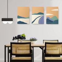 Set 3 tablouri Boho peisaj munti - Dimensiune multicanvas: 3 tablouri 50x70 cm