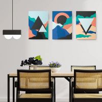 Set 3 tablouri Boho peisaj stilizat geometric - Dimensiune multicanvas: 3 tablouri 80x120 cm