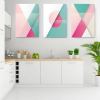 Set 3 tablouri forme geometrice abstracte - Dimensiune multicanvas: 3 tablouri 30x45 cm