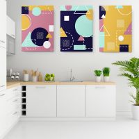 Set 3 tablouri forme geometrice multicanvas - Dimensiune multicanvas: 3 tablouri 30x45 cm