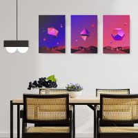 Set 3 tablouri minimaliste forme abstracte geometrice - Dimensiune multicanvas: 3 tablouri 30x45 cm