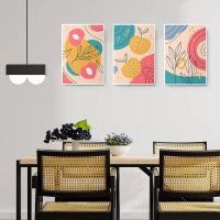 Set 3 tablouri minimaliste frunze fruncte - Dimensiune multicanvas: 3 tablouri 80x120 cm