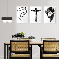 Set 3 tablouri minimaliste Maria Iisus Hristos - Dimensiune multicanvas: 3 tablouri 40x60 cm