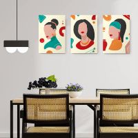 Set 3 tablouri minimaliste portrete femei - Dimensiune multicanvas: 3 tablouri 80x120 cm