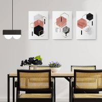 Set 3 tablouri forme geometrice hexagoane - Dimensiune multicanvas: 3 tablouri 80x120 cm