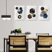 Set 3 tablouri forme geometrice multicanvas - Dimensiune multicanvas: 3 tablouri 50x70 cm
