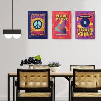 Set 3 tablouri muzica groove flower power - Dimensiune multicanvas: 3 tablouri 40x60 cm
