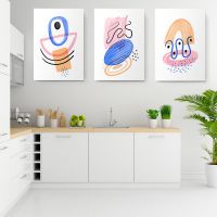 Set 3 tablouri Boho minimalism forme abstracte - Dimensiune multicanvas: 3 tablouri 30x45 cm