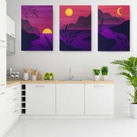 Set 3 tablouri Boho minimalism peisaj marin - Dimensiune multicanvas: 3 tablouri 40x60 cm