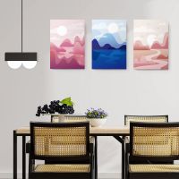 Set 3 tablouri Boho minimalism peisaje munti apa - Dimensiune multicanvas: 3 tablouri 80x120 cm