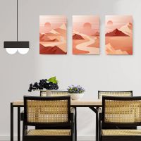 Set 3 tablouri Boho minimalism peisaje munti - Dimensiune multicanvas: 3 tablouri 30x45 cm