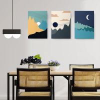 Set 3 tablouri Boho peisaj munte - Dimensiune multicanvas: 3 tablouri 80x120 cm