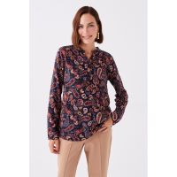 Bluza cu guler scurt si decupaj in V