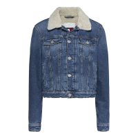 Jacheta din denim cu captuseala din blana shearling sintetica