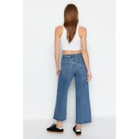 Blugi crop cu talie inalta