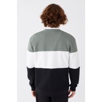 Bluza de trening cu model colorblock si decolteu rotund