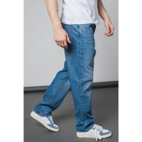 Blugi relaxed fit cu aspect decolorat Nate