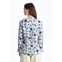 Bluza cu decolteu in V si imprimeu floral