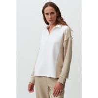 Bluza de trening cu model colorblock si fenta cu fermoar