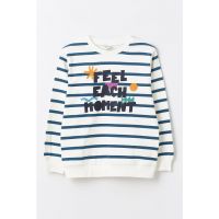 Bluza de trening cu model in dungi si imprimeu text