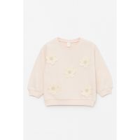 Bluza de trening cu decolteu la baza gatului si aplicatie florala