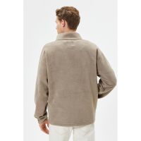 Bluza de trening din material fleece cu fermoar si buzunare oblice