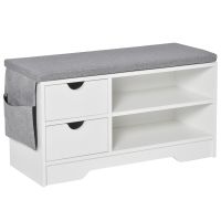 Banchetă Pantofar Compactă HOMCOM, Bancă Depozitare din Lemn pentru 4 Perechi Pantofi, Design Modern, Alb | Aosom Romania