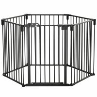 Gard Modular PawHut pentru Animale cu Poartă, Set 6 Panouri, Ușor de Asamblat, Negru | Aosom Romania