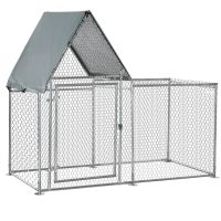 Gard pentru Gaini PawHut cu Panza de Protectie din Tesatura Oxford, Cotet pentru Pui si Iepuri din Otel Galvanizat 2x1,05x1,72 m, Argintiu