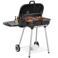 Gratar Outsunny din metal cu capac, 54x54x14cm, negru | Aosom RO