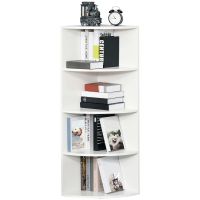 Homcom Bibliotecă Colt cu 4 Rafturi, Design Compact, Alb, 39.5x39.5x120 cm | Aosom Romania